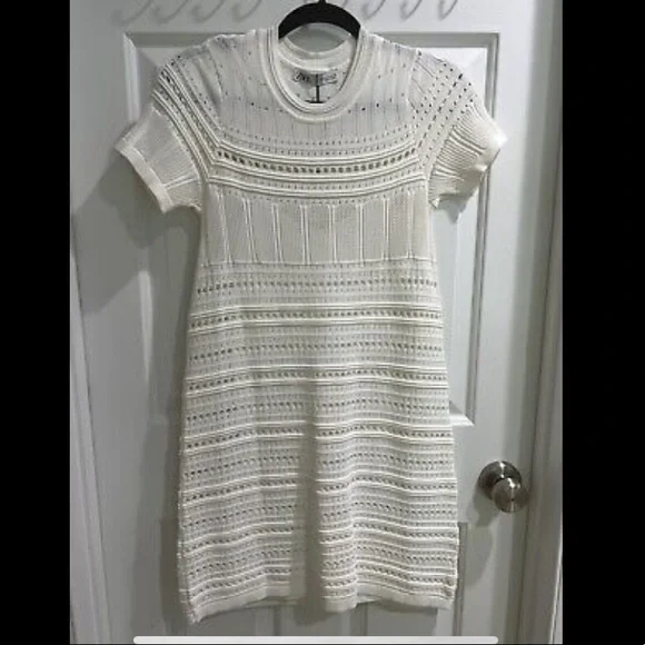 Zara | Dresses | Zara White Knit Crochet Dress | Poshmark